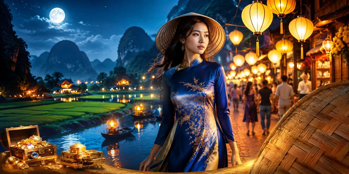 Người dùng tại Ninh Bình ngồi giữa cảnh đồng lúa và non lá, truy cập nền tảng cá cược trực tuyến qua điện thoại